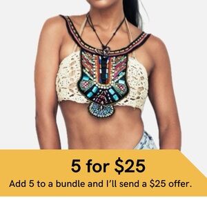 Crochet beaded bra top.